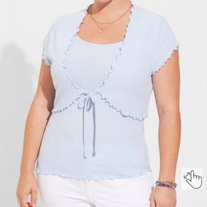 Torrid Light Blue Fitted Supersoft Rib Lettuce Edge Cami Shrug Set